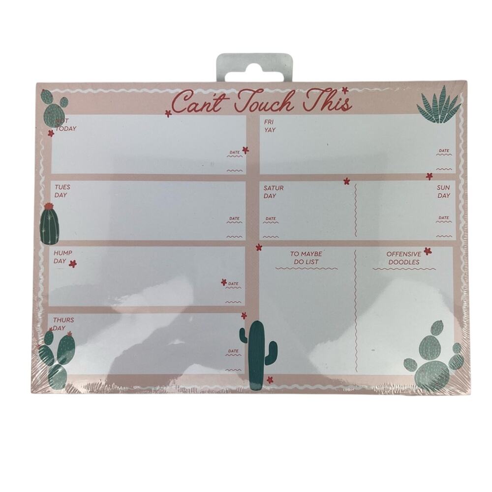 Can't Touch This Cactus Pink and Green Weekly Planner With To-Do List - NWT